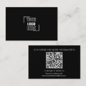 ロゴミニマルはこちら白黒QRコード 名刺 (正面/裏面)