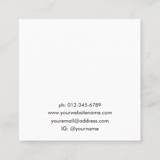 ロゴミニマルジュエリーイヤリング表示名刺 スクエア名刺 (裏面)