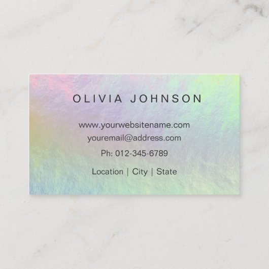 ロゴミニマルホログラフィックオパール石名刺 名刺 (裏面)