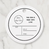 ロゴミニマル付き丸い白つるラベル フェイバータグ (正面)