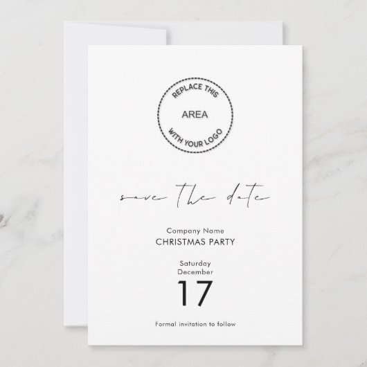 ロゴミニマル会社クリスマスパーティー日付の保存 招待状 (正面)