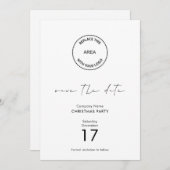 ロゴミニマル会社クリスマスパーティー日付の保存 招待状 (正面/裏面)