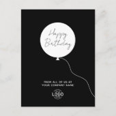 ロゴミニマル白黒事業誕生日 ポストカード (正面)