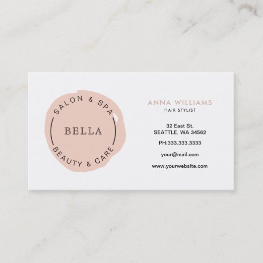 ロゴミニマル赤面サロン及びスパアポイントメントカード 予約カード (正面)