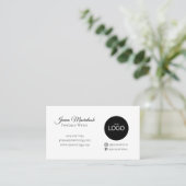 ロゴミニマルInstagram Pinterest白黒 名刺 (スタンド正面)