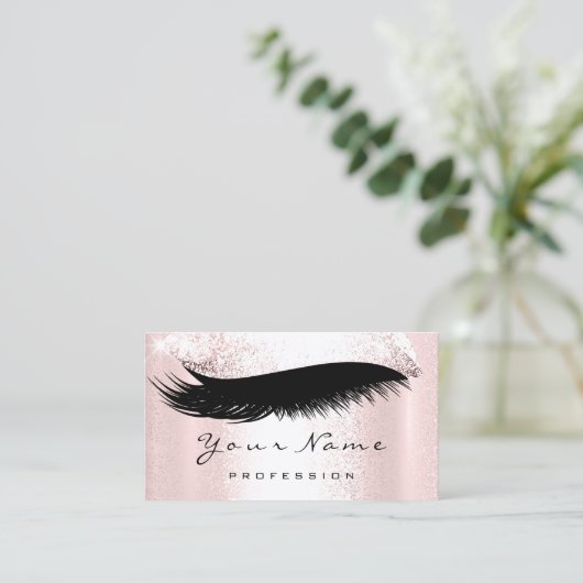 ロゴメイクアップアーティストプロフェッショナルグラムピンクラッシュ 名刺 (スタンド正面)