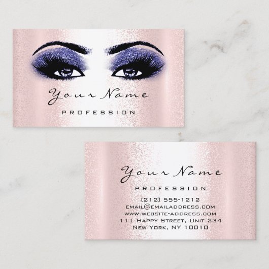 ロゴメイクアップアーティストプロフェッショナルネイビーブルーラッシュ 名刺 (正面/裏面)