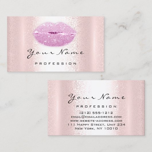 ロゴメイクアップアーティストプロフェッショナルリップキスグリッター 名刺 (正面/裏面)