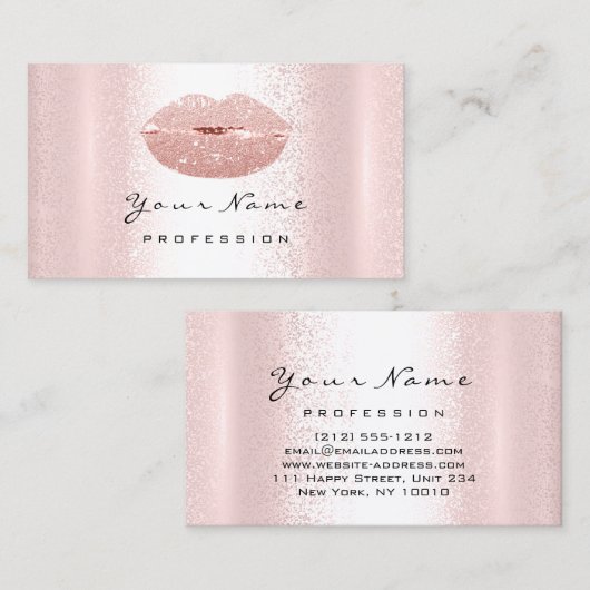 ロゴメイクアップアーティストプロフェッショナルリップキス赤面 名刺 (正面/裏面)