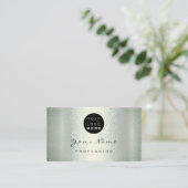 ロゴメイクアップアーティストヘア爪、 ネイルグリーンミントメタリック 名刺 (スタンド正面)