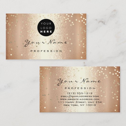 ロゴメイクアップアーティストヘア爪、 ネイルサンゴバラ紙吹雪 名刺 (正面/裏面)