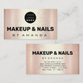 ロゴメイクアップアーティストヘア爪、 ネイルサンゴバラ金ゴールド 名刺 (正面/裏面)