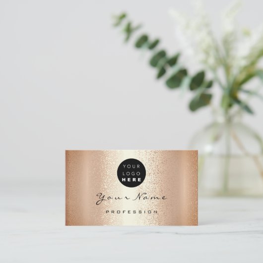 ロゴメイクアップアーティストヘア爪、 ネイルサンゴバラ金ゴールドVIP 名刺 (スタンド正面)