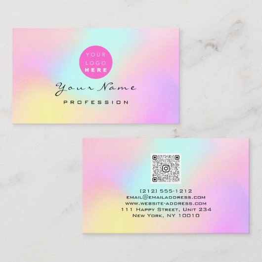 ロゴメイクアップアーティストヘア爪、 ネイルショップQR抽象芸術 名刺 (正面/裏面)