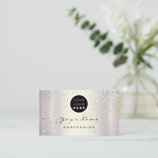 ロゴメイクアップアーティストヘア爪、 ネイルスモーキーシルバー金ゴールド 名刺 (スタンド正面)