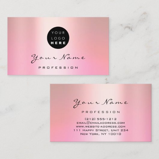 ロゴメイクアップアーティストヘア爪、 ネイルバラピンク気に 名刺 (正面/裏面)