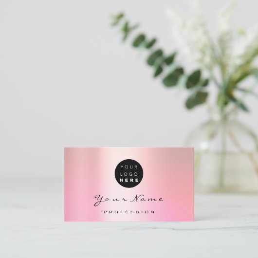 ロゴメイクアップアーティストヘア爪、 ネイルバラピンク気に 名刺 (スタンド正面)