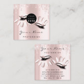 ロゴメイクアップアーティストヘア爪、 ネイルフローラバラピンク スクエア名刺 (正面/裏面)