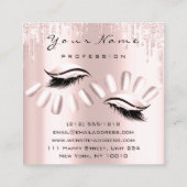 ロゴメイクアップアーティストヘア爪、 ネイルフローラバラピンク スクエア名刺 (裏面)