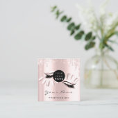 ロゴメイクアップアーティストヘア爪、 ネイルフローラバラピンク スクエア名刺 (スタンド正面)