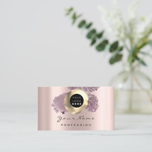 ロゴメイクアップアーティストヘア爪、 ネイルフローラバラ抽象芸術 名刺 (スタンド正面)