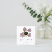 ロゴメイクアップアーティストヘア爪、 ネイルフローラバラ白 スクエア名刺 (スタンド正面)