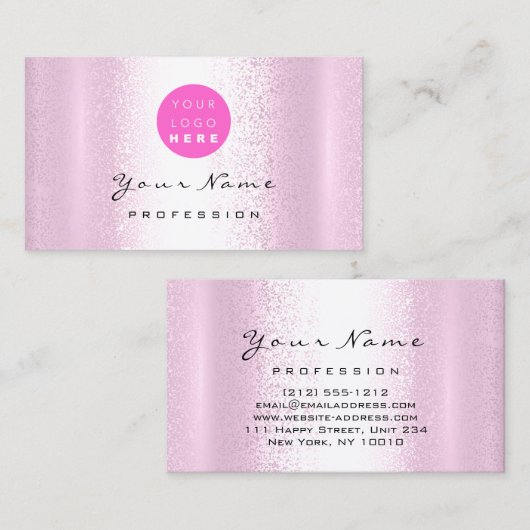 ロゴメイクアップアーティストヘア爪、 ネイルプロフェッショナルピンク 名刺 (正面/裏面)