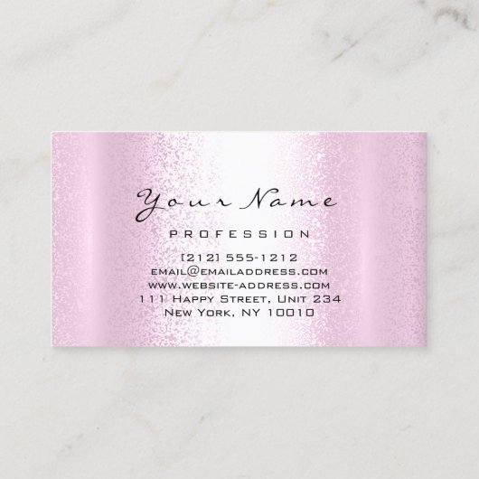 ロゴメイクアップアーティストヘア爪、 ネイルプロフェッショナルピンク 名刺 (裏面)