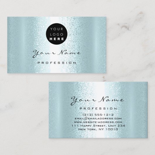 ロゴメイクアップアーティストヘア爪、 ネイルプロフェッショナルブルー 名刺 (正面/裏面)