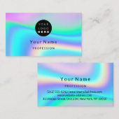 ロゴメイクアップアーティストヘア爪、 ネイルホログラフィピンク 名刺 (正面/裏面)