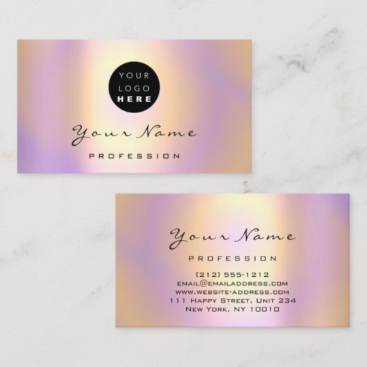 ロゴメイクアップアーティストヘア爪、 ネイル抽象芸術パープルルクス 名刺 (正面/裏面)