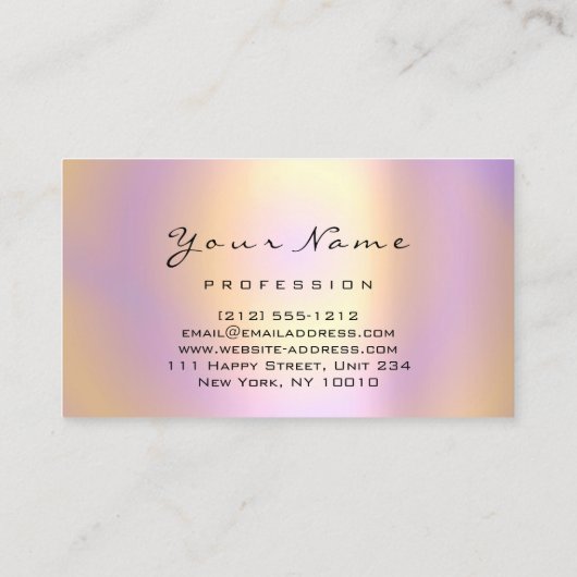 ロゴメイクアップアーティストヘア爪、 ネイル抽象芸術パープルルクス 名刺 (裏面)