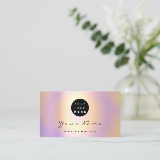 ロゴメイクアップアーティストヘア爪、 ネイル抽象芸術パープルルクス 名刺 (スタンド正面)