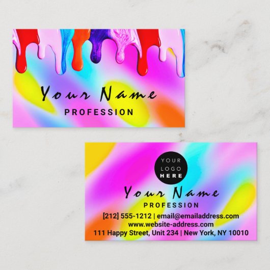 ロゴメイクアップアーティスト爪、 ネイル自筆証筆証筆画 名刺 (正面/裏面)