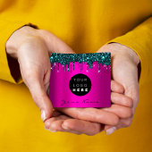 ロゴメイクアップブティックグリッターピンクネイビードリップス スクエア名刺