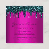 ロゴメイクアップブティックグリッターピンクネイビードリップス スクエア名刺 (裏面)