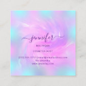 ロゴメイクアップブティックラッシュアイズ自筆画ピンク スクエア名刺 (裏面)