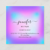 ロゴメイクアップブティックラッシュスタジオホットホログラフ スクエア名刺 (裏面)