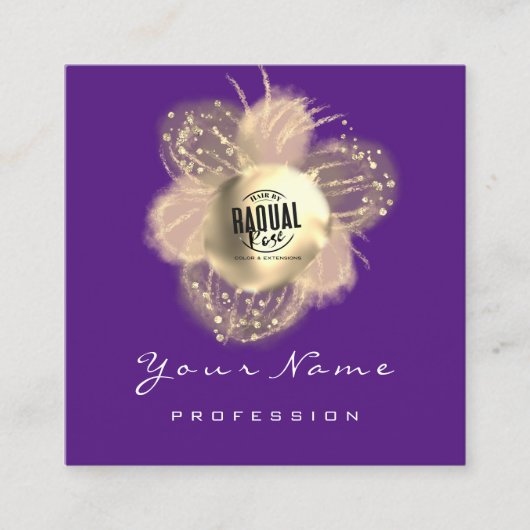 ロゴメイクアップヘア爪、 ネイルフローラパープルブティック スクエア名刺 (正面)