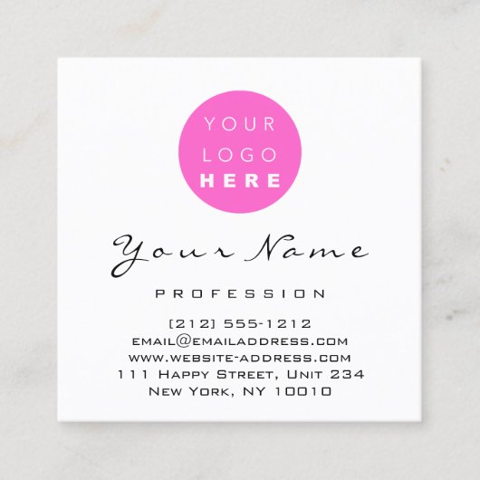 ロゴメイクアップヘア爪、 ネイルフローラピンク抽象芸術 スクエア名刺 (正面)