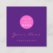 ロゴメイクアップヘア爪、 ネイルフローラホログラフィパープル スクエア名刺 (正面)