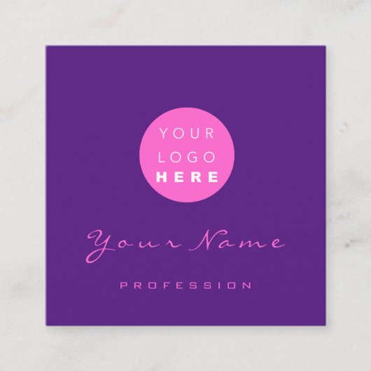 ロゴメイクアップヘア爪、 ネイルフローラホログラフィパープル スクエア名刺 (正面)