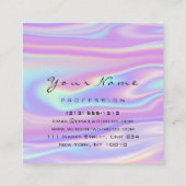 ロゴメイクアップヘア爪、 ネイルフローラホログラフィパープル スクエア名刺 (裏面)