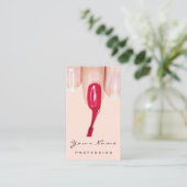 ロゴメイクアップマニキュア赤爪、 ネイル赤面 名刺 (スタンド正面)