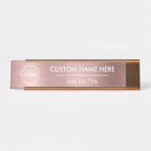 ロゴメタリックバラ金ゴールド デスクネームプレート (正面)