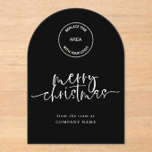 ロゴメリークリスマスブラックアクリルグリーティング アクリル招待状 (正面)