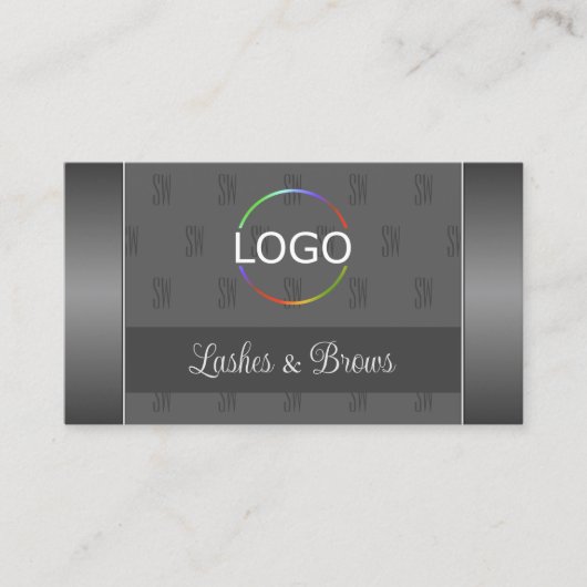 ロゴモダンと写スタイリッシュ真を使用したシルバーグレー 名刺 (正面)