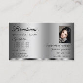ロゴモダンと写真が入ったシルバーグラマラス 名刺 (裏面)