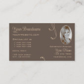 ロゴモダンと写真が華美付いた淡いダークブラウン 名刺 (裏面)