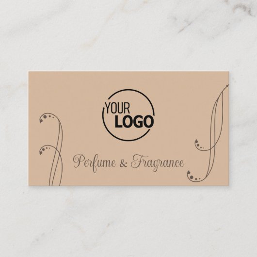 ロゴモダンと写真が華美付いた淡いダークブラウン 名刺 (正面)